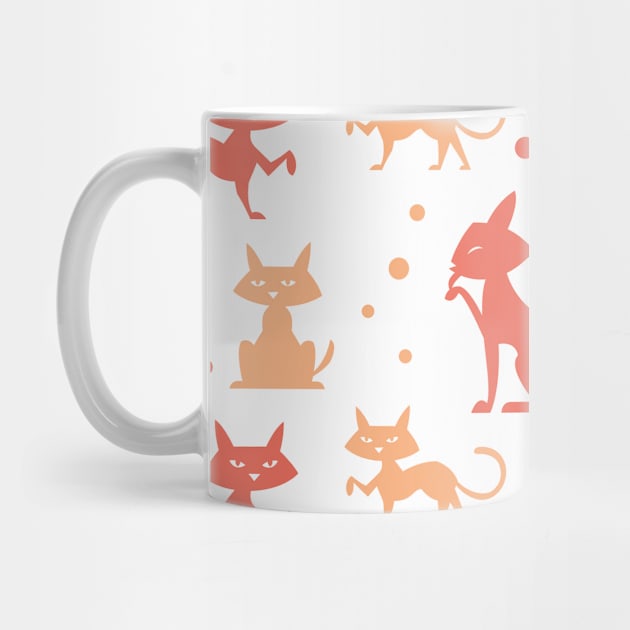 Cat, Animal, Dots, Silhoutte, Color, Pet, Active, Gift by WiggleMania